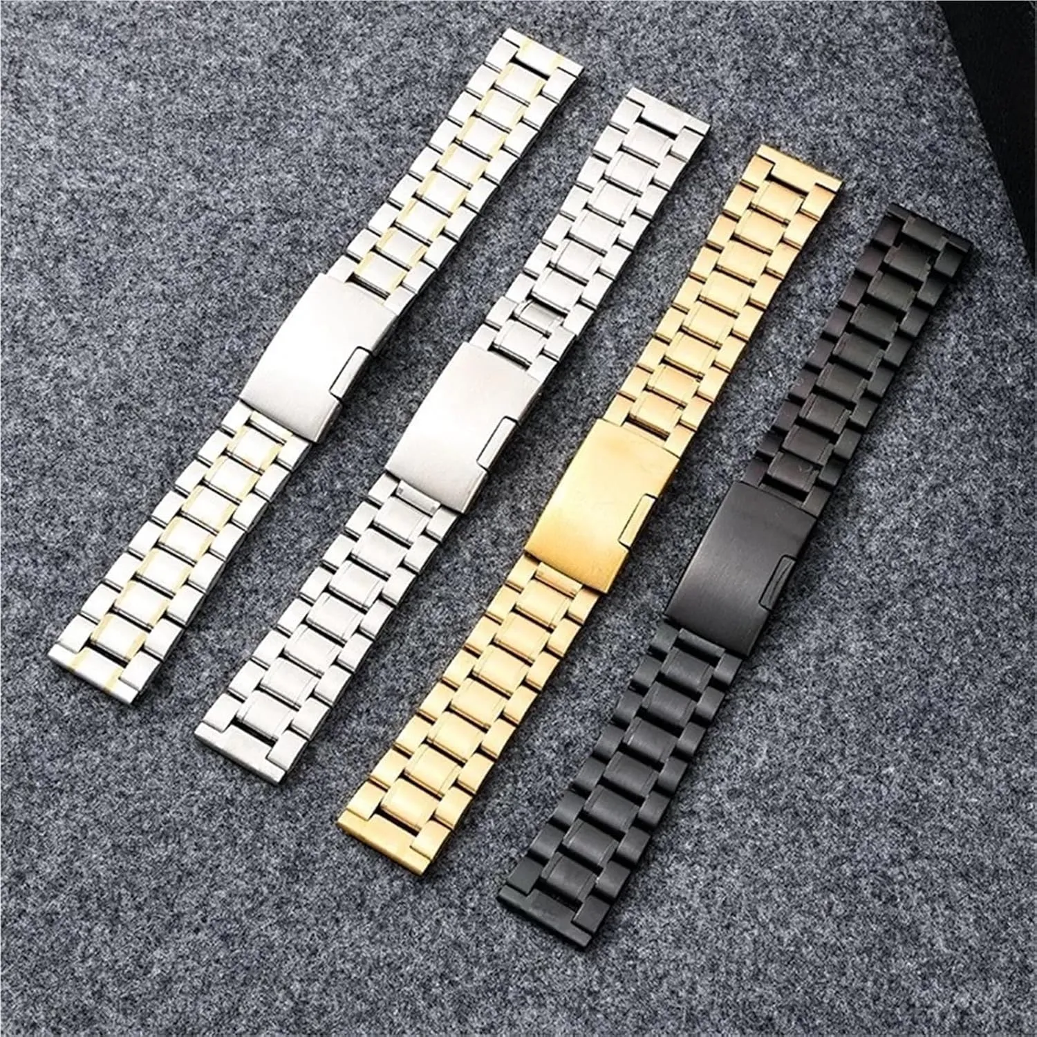 Stainless Steel Watch Strap Metal Universal Replacement Wristband 18mm 20mm 22mm Suitable for Women Men Adjustable Bracelet