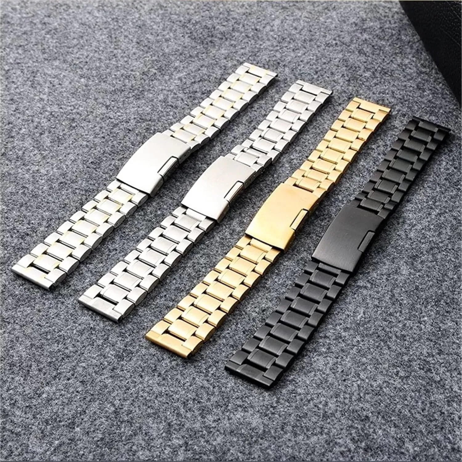 Stainless Steel Watch Strap Metal Universal Replacement Wristband 18mm 20mm 22mm Suitable for Women Men Adjustable Bracelet