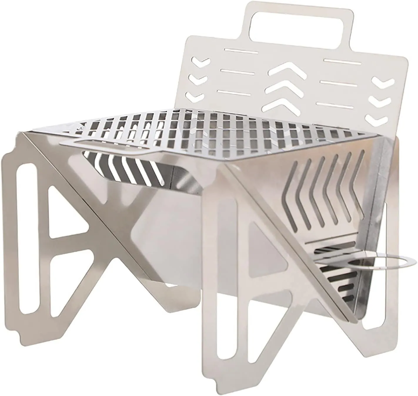 Stainless Steel Wood Burning Stove,Ultra Lightweight Foldable Multipurpose Stove,Camping Stove,4-Speed Adjustment, for Camping, Cooking, Heating (Size : 30x29x23.5cm)