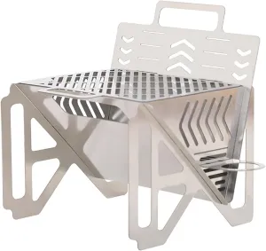 Stainless Steel Wood Burning Stove,Ultra Lightweight Foldable Multipurpose Stove,Camping Stove,4-Speed Adjustment, for Camping, Cooking, Heating (Size : 30x29x23.5cm)