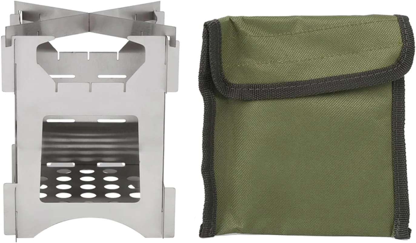 Stainless Steel Wood Stove, Portable Folding Outdoor Camping Stove, Super ventilation Lightweight Wood Burning Camp Stove for Backpacking Hiking Picnic, Easy to Carry Store