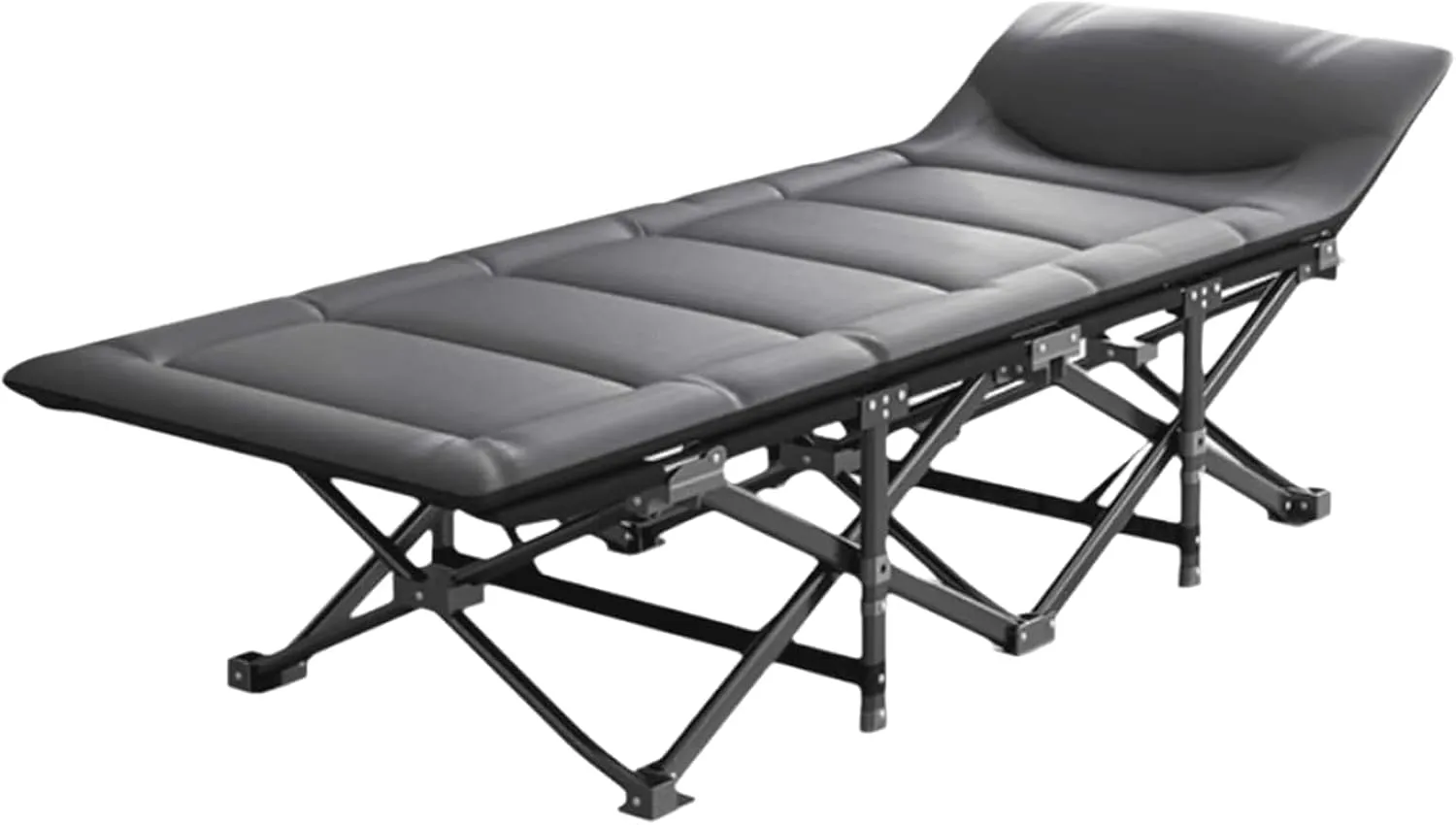 Steel Foldable Camping Bed with Soft Mattress Comfortable Camp Bed for Adults Rectangular Camping Cot for Outdoor Office