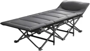 Steel Foldable Camping Bed with Soft Mattress Comfortable Camp Bed for Adults Rectangular Camping Cot for Outdoor Office