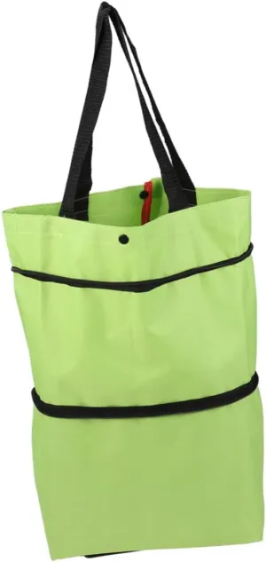 STOBAZA Portable Shopping Cart Collapsible Trolley for Vegetables Luggage Lightweight Design for Gym Travel Beach and Camping Green