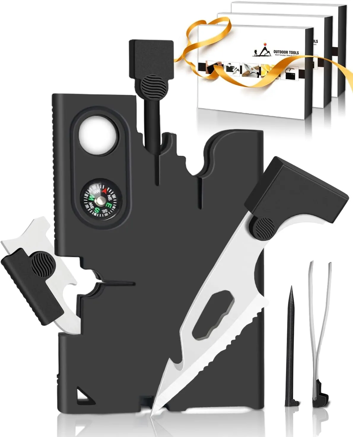 Stocking Stuffers for Adults Men Women Credit Card Multitool 3Pack: White Elephant Gifts for Men Christmas Dad Teens Boy Birthday - 18 in 1 Card Knife Cool Gadgets Pocket Wallet Survival Camping