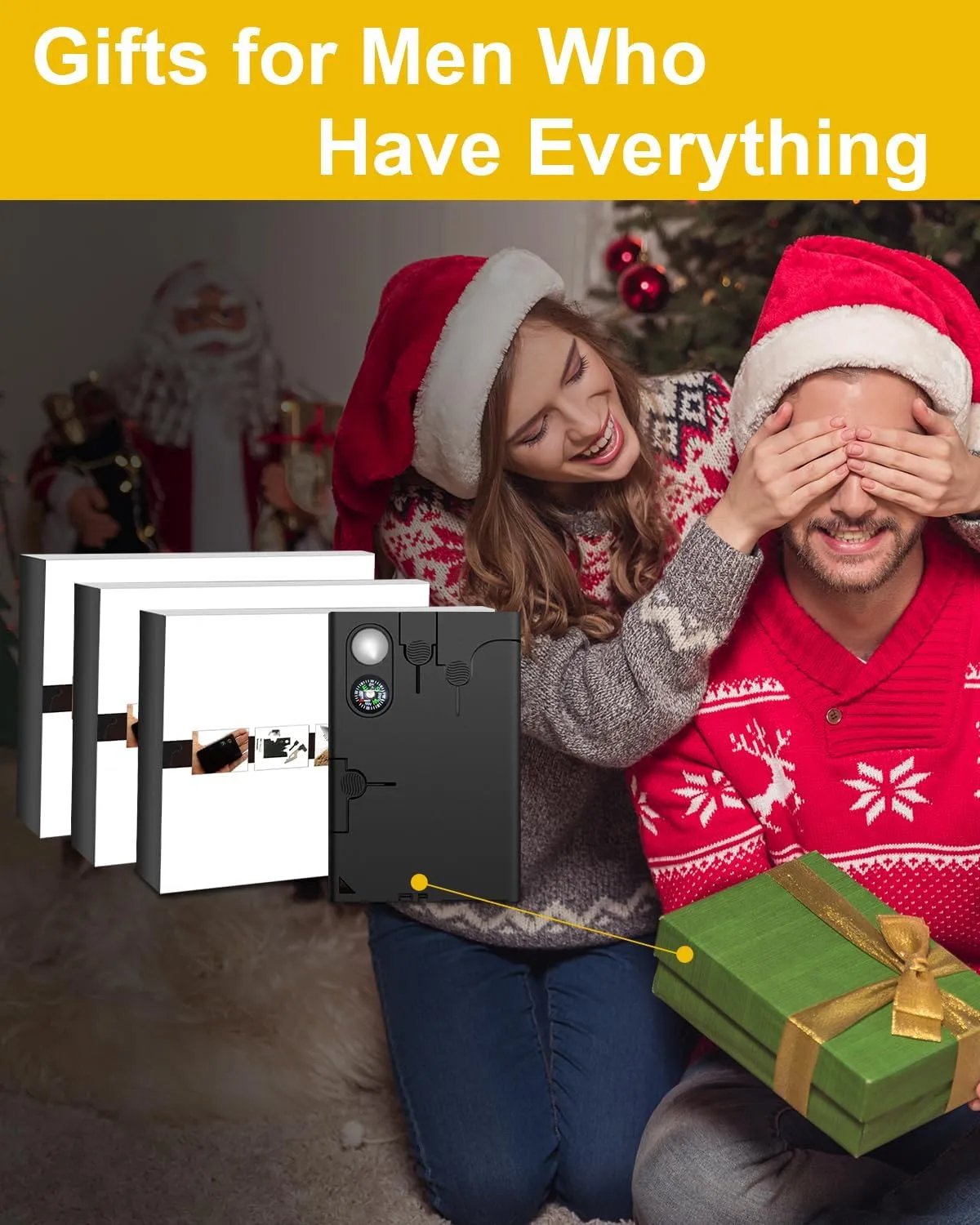 Stocking Stuffers for Adults Men Women Credit Card Multitool 3Pack: White Elephant Gifts for Men Christmas Dad Teens Boy Birthday - 18 in 1 Card Knife Cool Gadgets Pocket Wallet Survival Camping