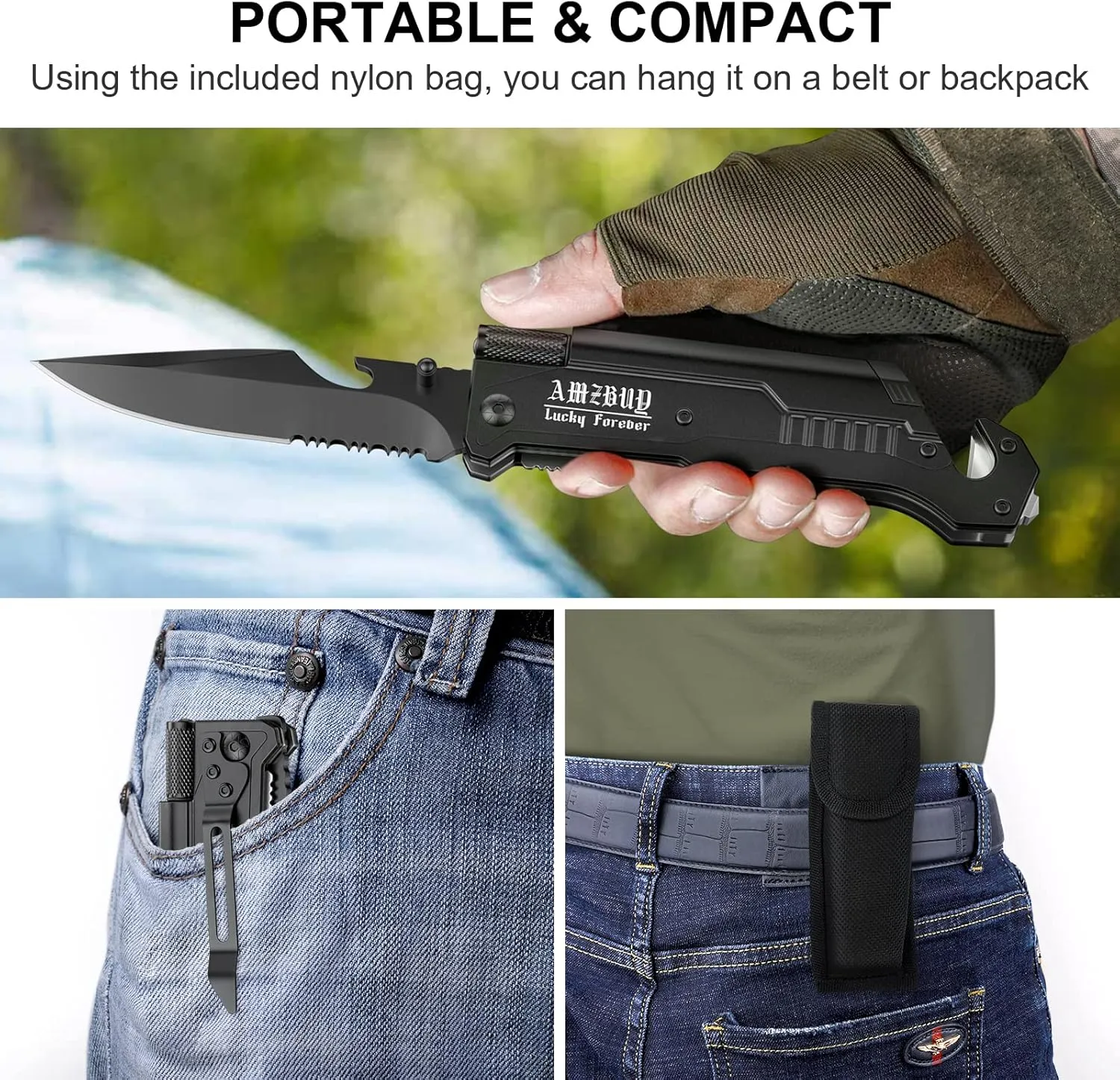 Stocking Stuffers for Men Dad Gifts: 2Pack Christmas for Adults Women Present Idea, 7-In-1 Multi Tool Camping Fishing Multitool Birthday Gadgets for Him Boyfriend Husband Who Have Everything