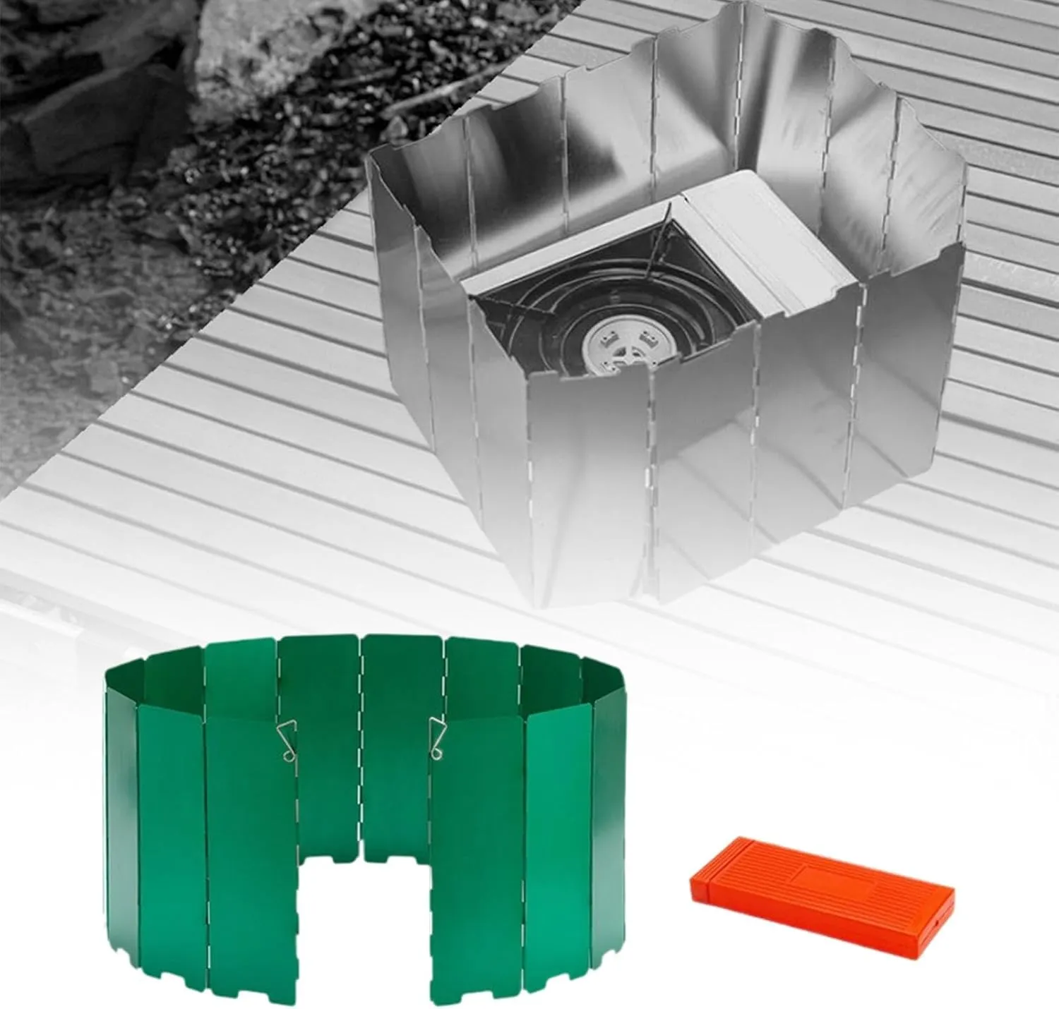 Stove Windscreen, Wind Shade, Foldable with Storage Bag Compact Stove Windshield, Wind Protector for Picnic Cooking BBQ