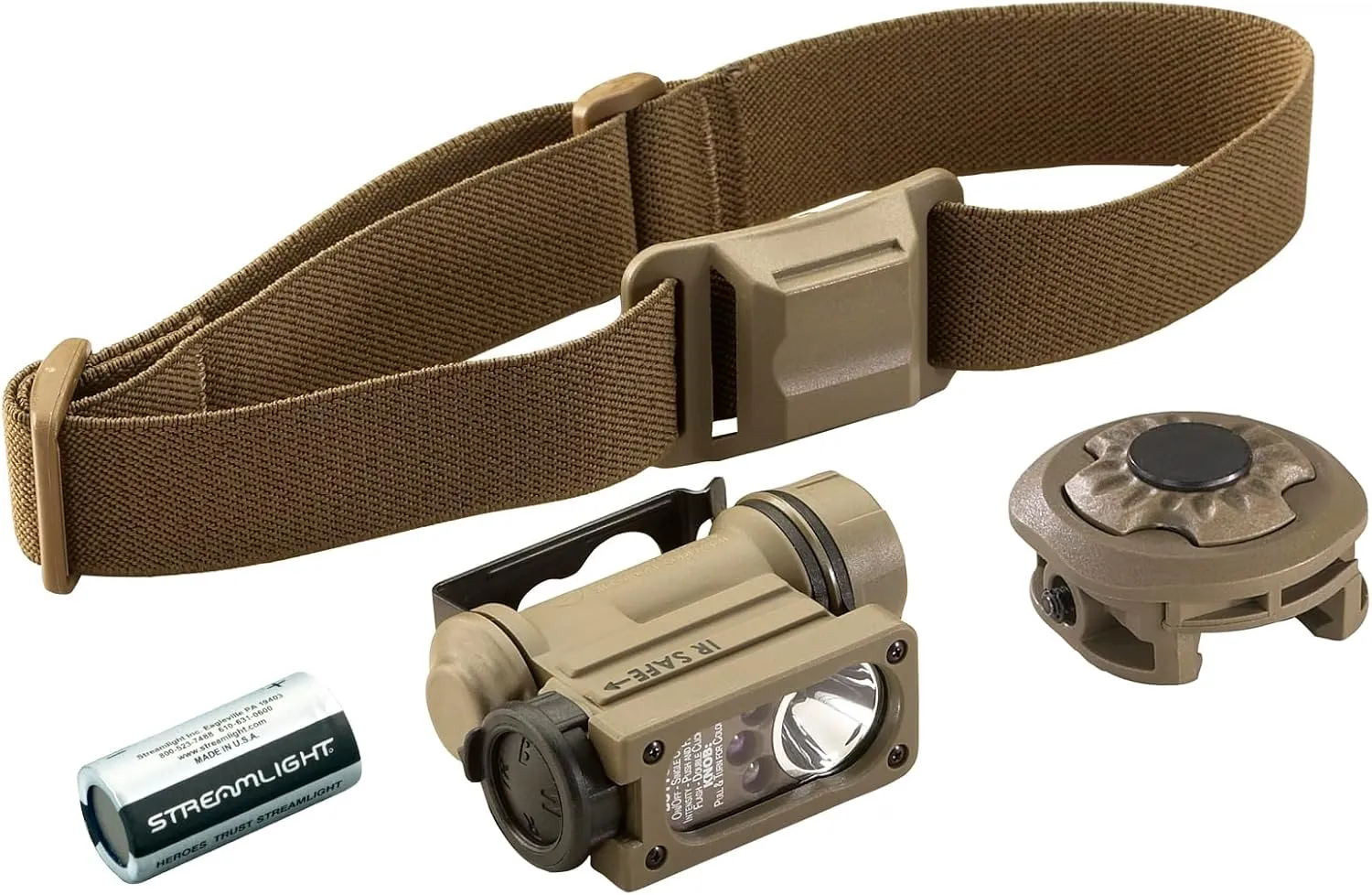 Streamlight 14531 Sidewinder 55-Lumens Compact II Aviation Flashlight with Rail Mount & Headstrap in Clamshell, Coyote