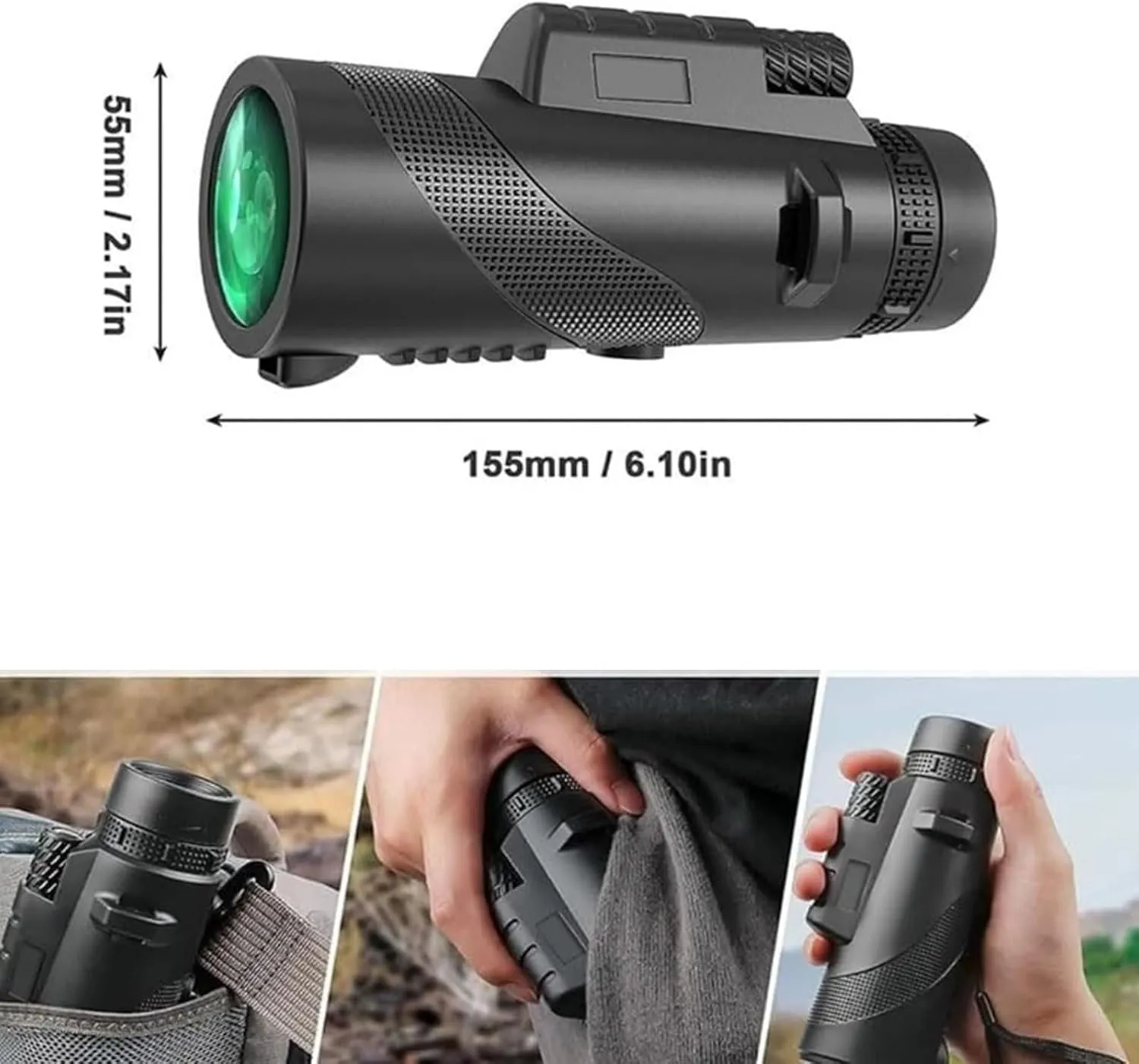 Stscope 360 Monocular, Sts cope 360 Stethoscope High Powered Telescope for Adults Long Range, Portable Night Vision Monocular with Smartphone Adapter & Tripod for Stargazing, Bird Watching, Travel(Gre