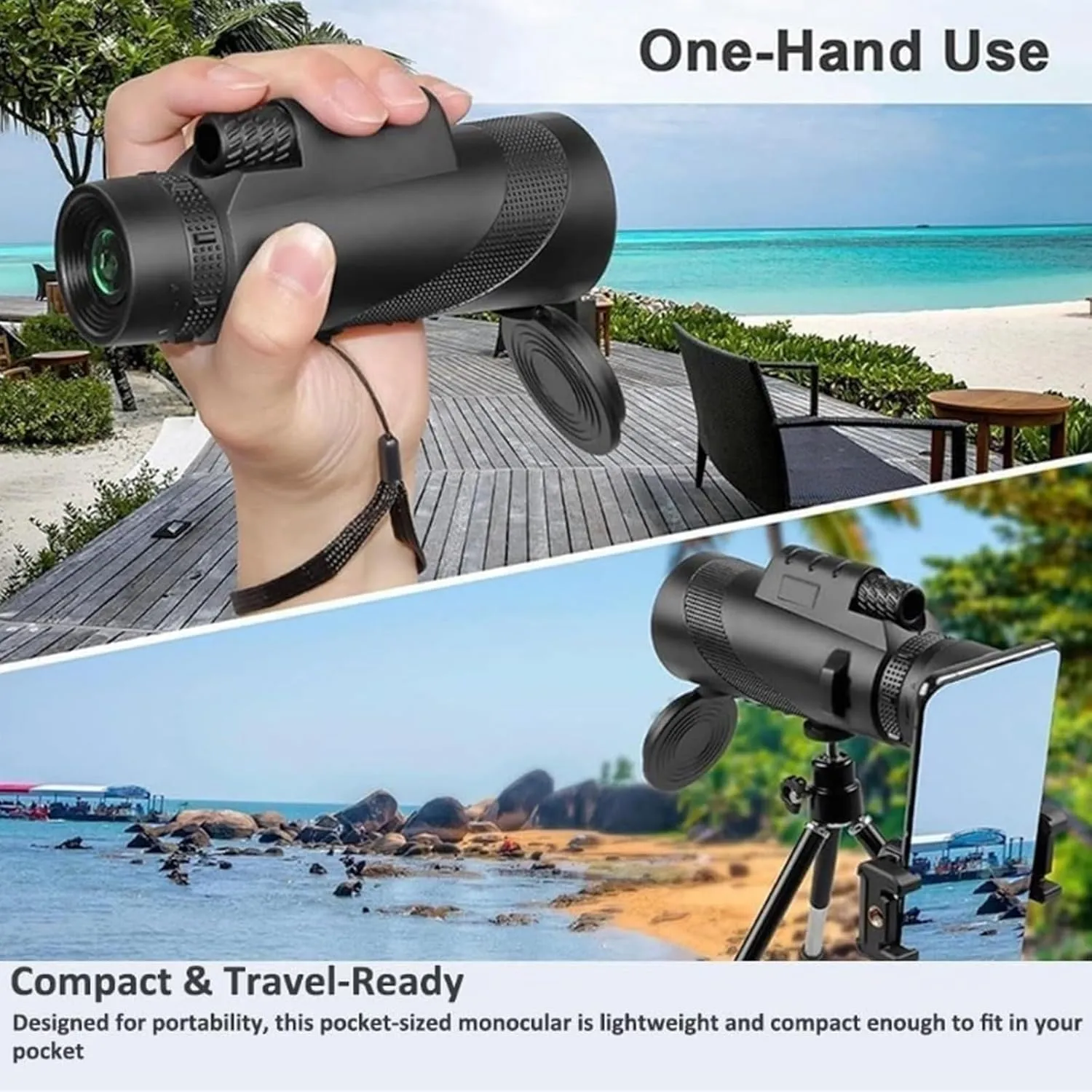 Stscope 360 Monocular, Sts cope 360 Stethoscope High Powered Telescope for Adults Long Range, Portable Night Vision Monocular with Smartphone Adapter & Tripod for Stargazing, Bird Watching, Travel(Gre