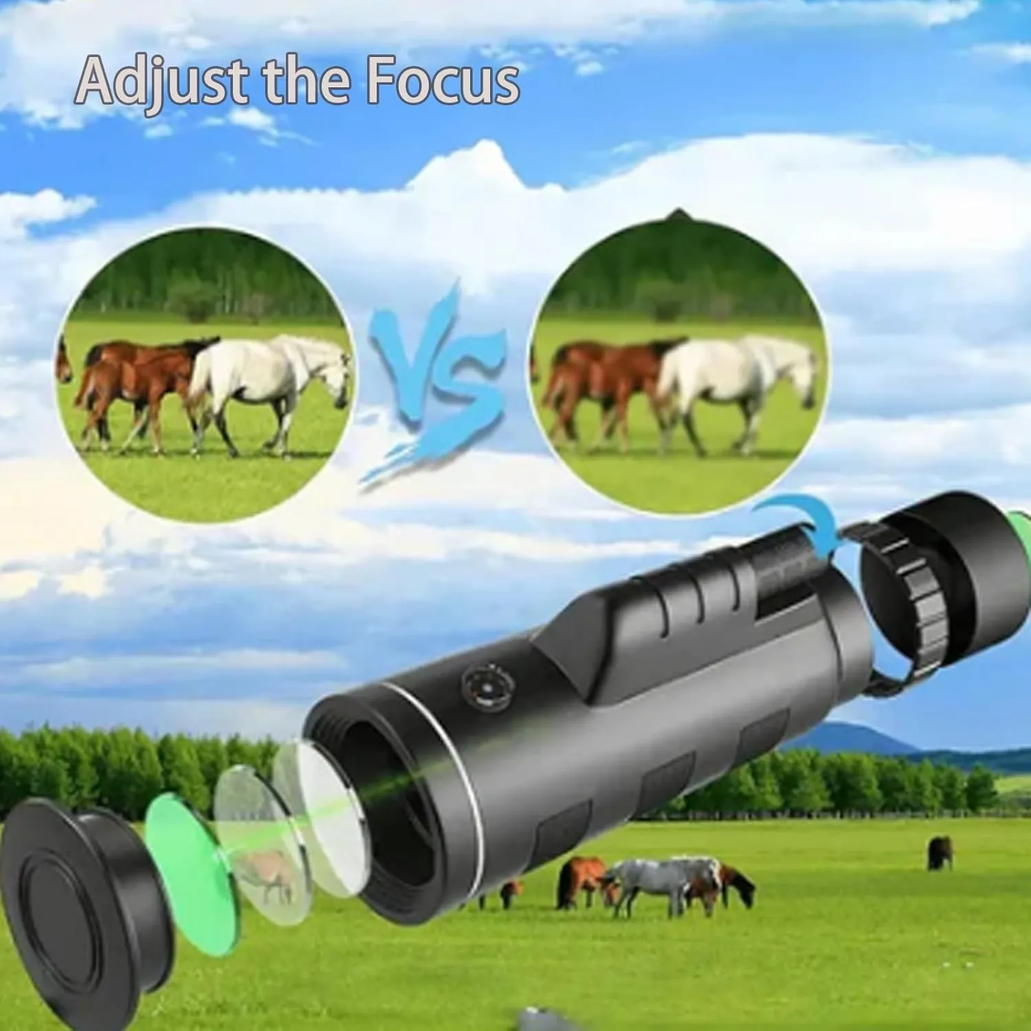 Stscope 360 Monocular, Sts cope 360 Stethoscope High Powered Telescope for Adults Long Range, Portable Night Vision Monocular with Smartphone Adapter & Tripod for Stargazing, Bird Watching, Travel(Gre