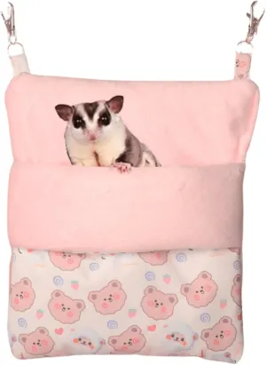 Sugar Glider Cuddle Sack Sleeping Pouch Bonding Snuggle Cage Hanging Bed House Hideout Cave for Hamster, Rat, Ferret, Squirrel and Other Small Animal Beds (White)