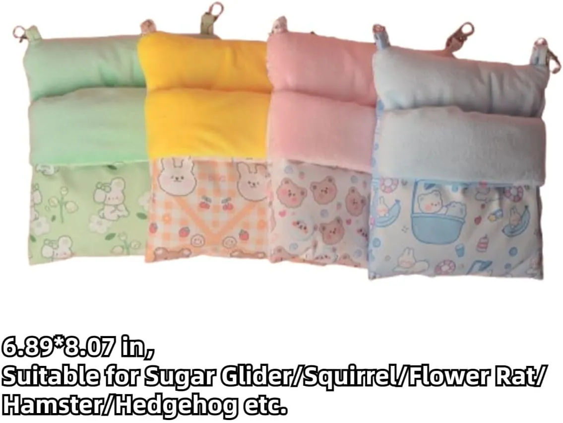 Sugar Glider Cuddle Sack Sleeping Pouch Bonding Snuggle Cage Hanging Bed House Hideout Cave for Hamster, Rat, Ferret, Squirrel and Other Small Animal Beds (White)