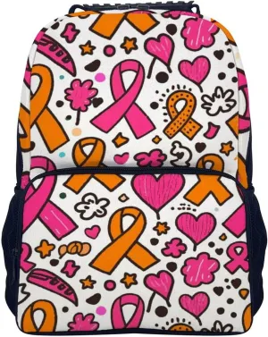 Supdreamc Adults Lightweight Colorful Ribbon Breast Cancer Awareness Art Rucksacks Large Capacity Bookbag With Adjustable Shoulder Straps for Trekking Outdoors Bicycle
