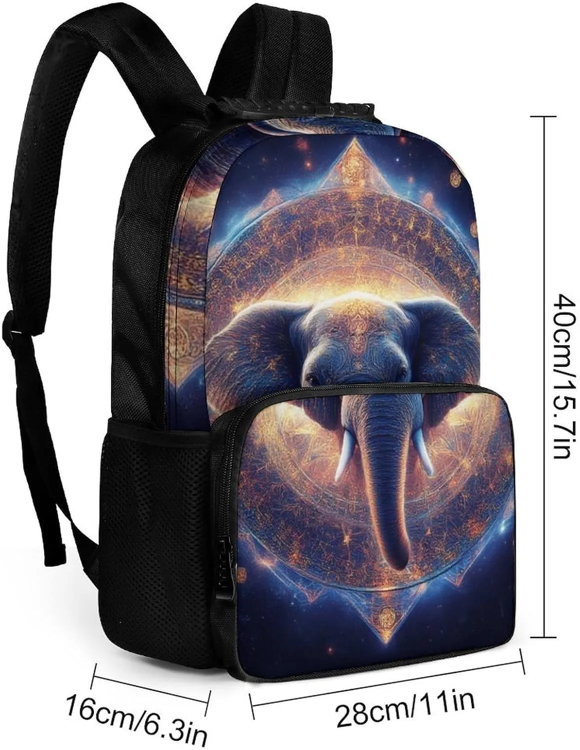 Supdreamc Adults Lightweight Mandala Elephant Art Rucksacks Large Capacity Bookbag With Adjustable Shoulder Straps for Trekking Outdoors Bicycle
