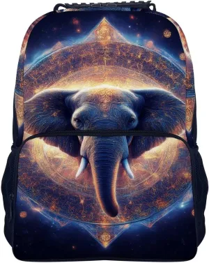 Supdreamc Adults Lightweight Mandala Elephant Art Rucksacks Large Capacity Bookbag With Adjustable Shoulder Straps for Trekking Outdoors Bicycle
