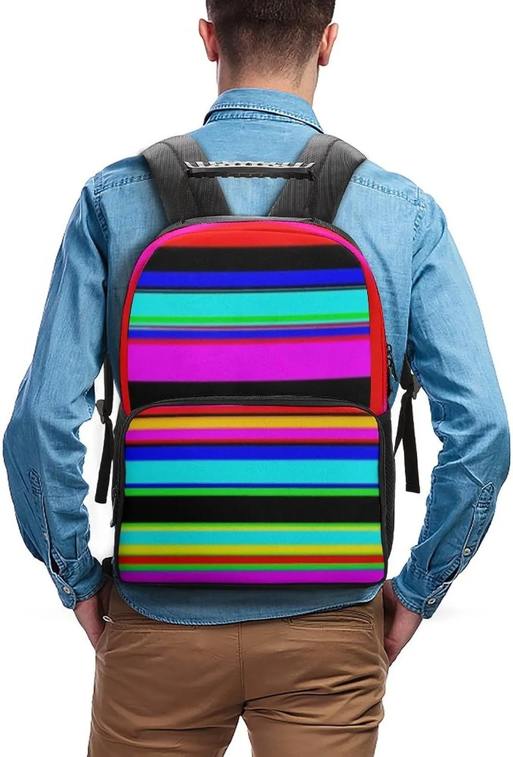 Supdreamc Adults Lightweight Purple Mexican Blanket Stripes Rucksacks Large Capacity Bookbag With Adjustable Shoulder Straps for Trekking Outdoors Bicycle