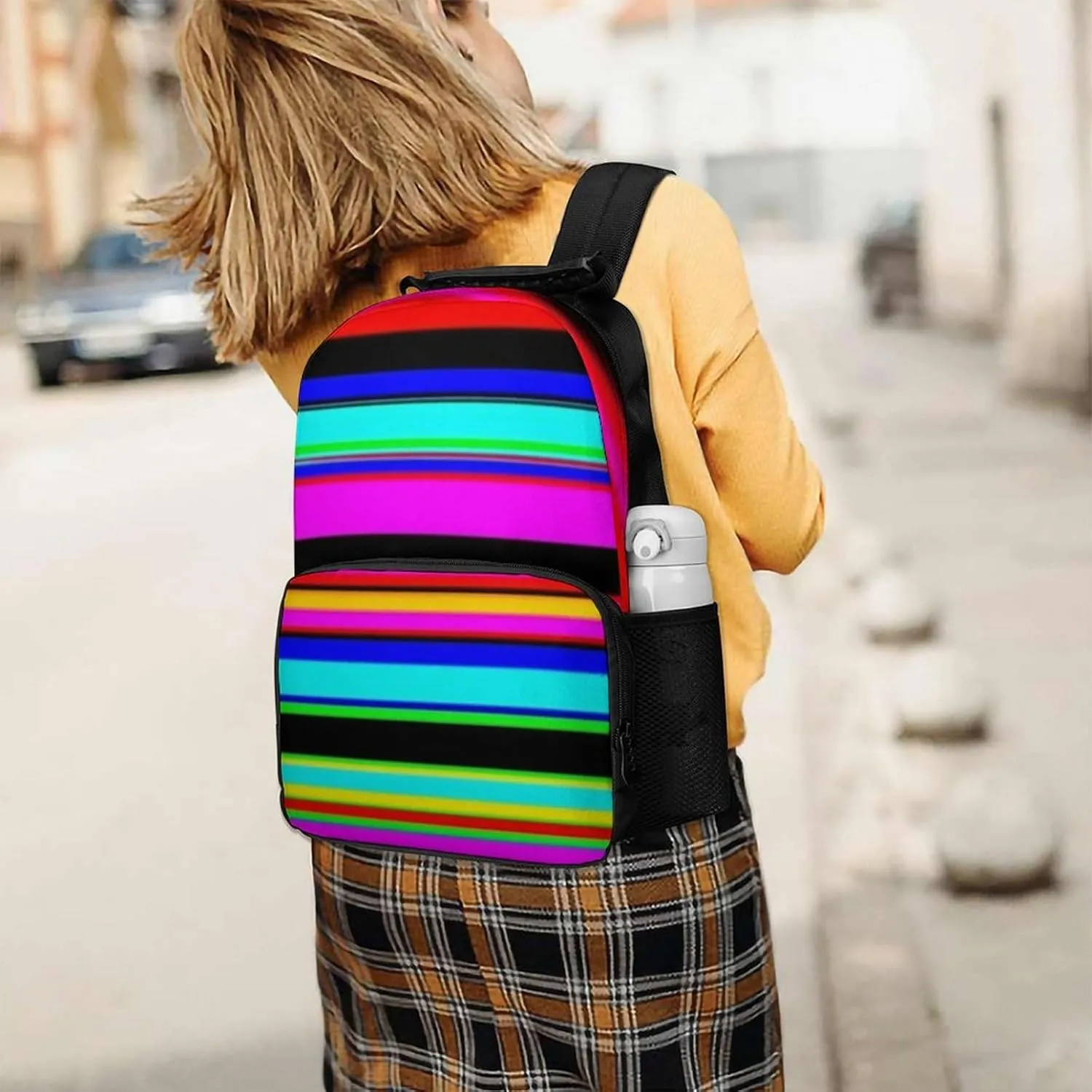 Supdreamc Adults Lightweight Purple Mexican Blanket Stripes Rucksacks Large Capacity Bookbag With Adjustable Shoulder Straps for Trekking Outdoors Bicycle