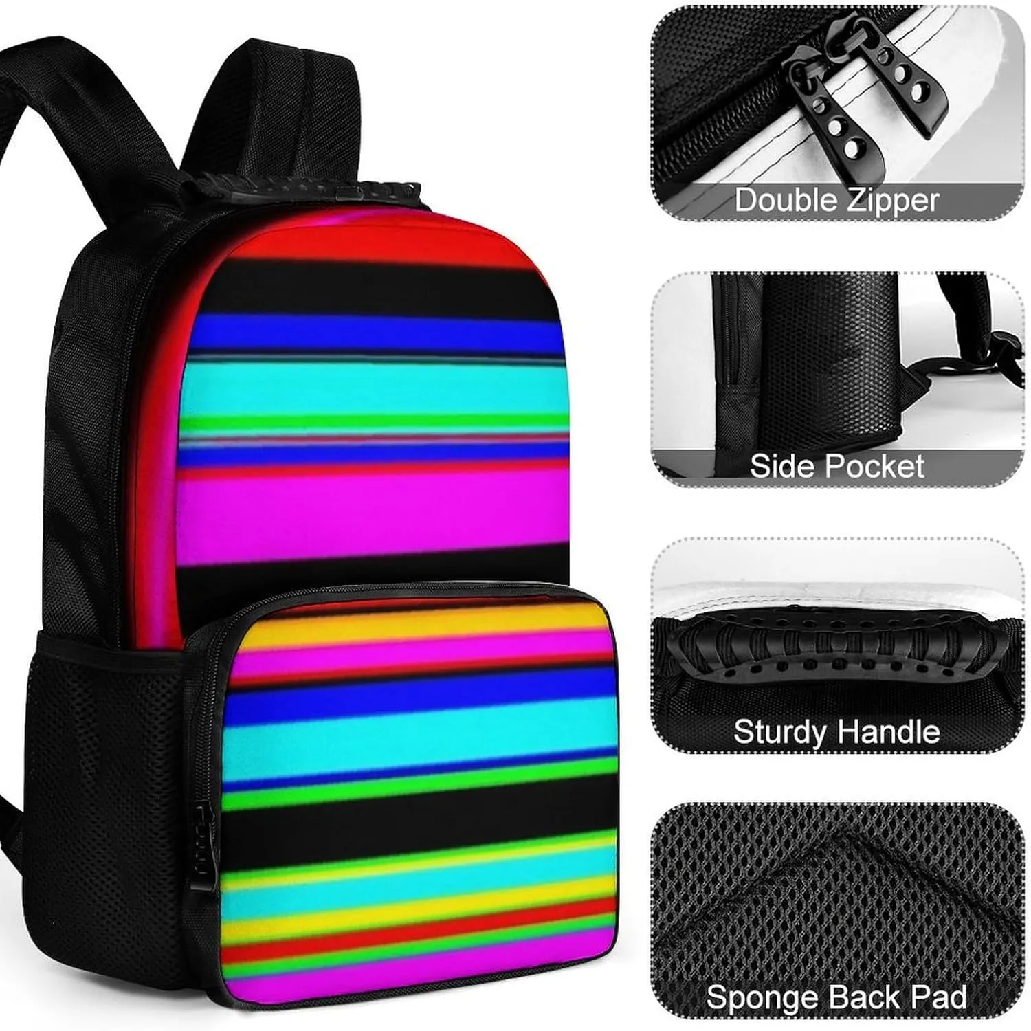 Supdreamc Adults Lightweight Purple Mexican Blanket Stripes Rucksacks Large Capacity Bookbag With Adjustable Shoulder Straps for Trekking Outdoors Bicycle