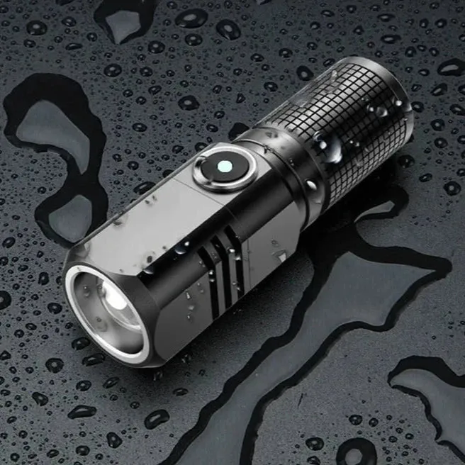 Super Bright Mini LED Flashlight USB Rechargeable with Zoom and 3 Lighting Modes, Tactical Torch for Outdoor Camping and Fishing