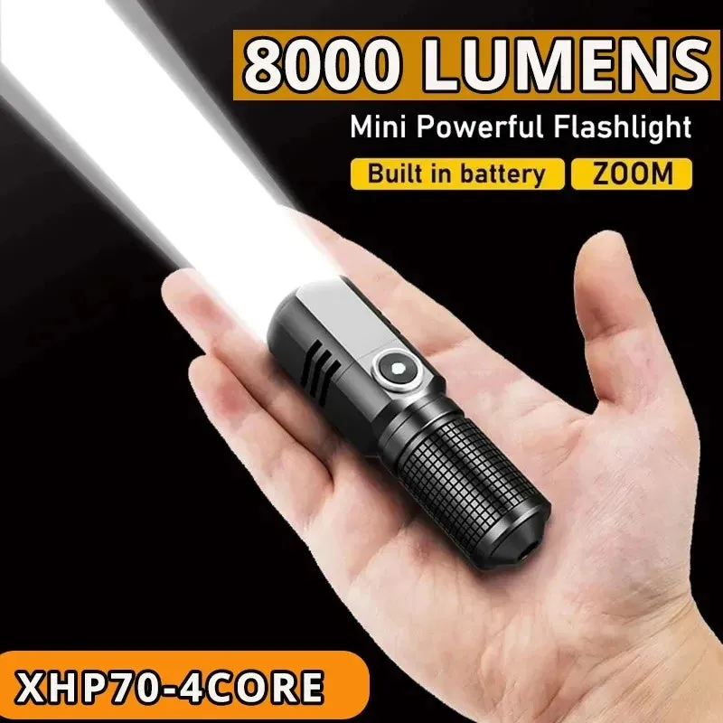 Super Bright Mini LED Flashlight USB Rechargeable with Zoom and 3 Lighting Modes, Tactical Torch for Outdoor Camping and Fishing