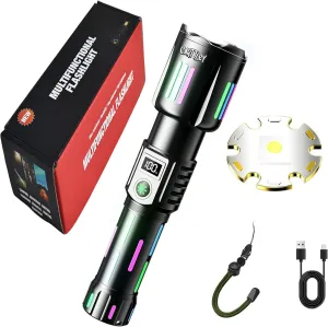 Super Bright Rechargeable Flashlights 2000000 High Lumens,Waterproof Tactical Powerful Led Flashlight Battery Powered with 5 Modes Zoomable Fast Charge,Handheld Flashlight Hiking (Carw515)