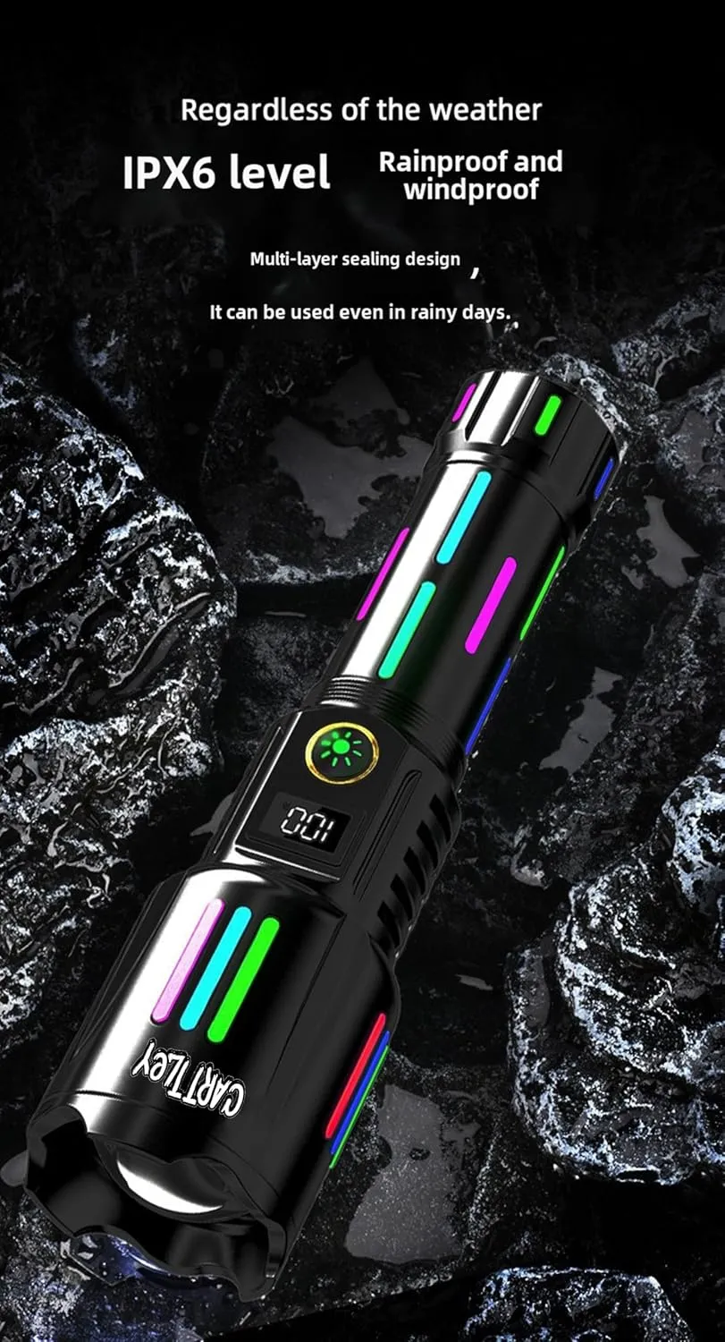Super Bright Rechargeable Flashlights 2000000 High Lumens,Waterproof Tactical Powerful Led Flashlight Battery Powered with 5 Modes Zoomable Fast Charge,Handheld Flashlight Hiking (Carw515)