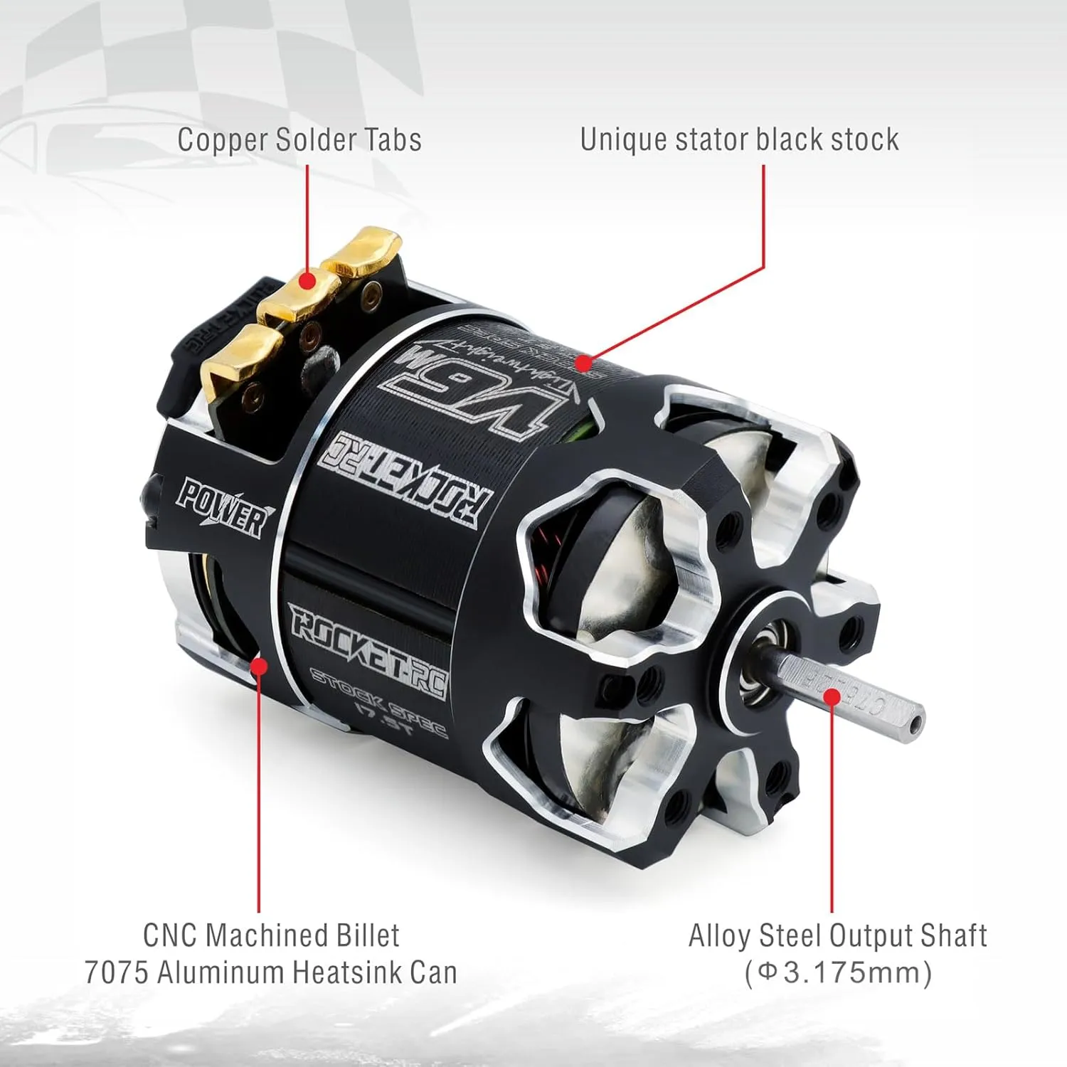 Surpass Hobby Rocket 540-V6M Sensored 17.5T Brushless Motor Light-Weight SPEC Motor for 1/10 Scale RC Racing Car (Shaft 3.175, 17.5T KV)