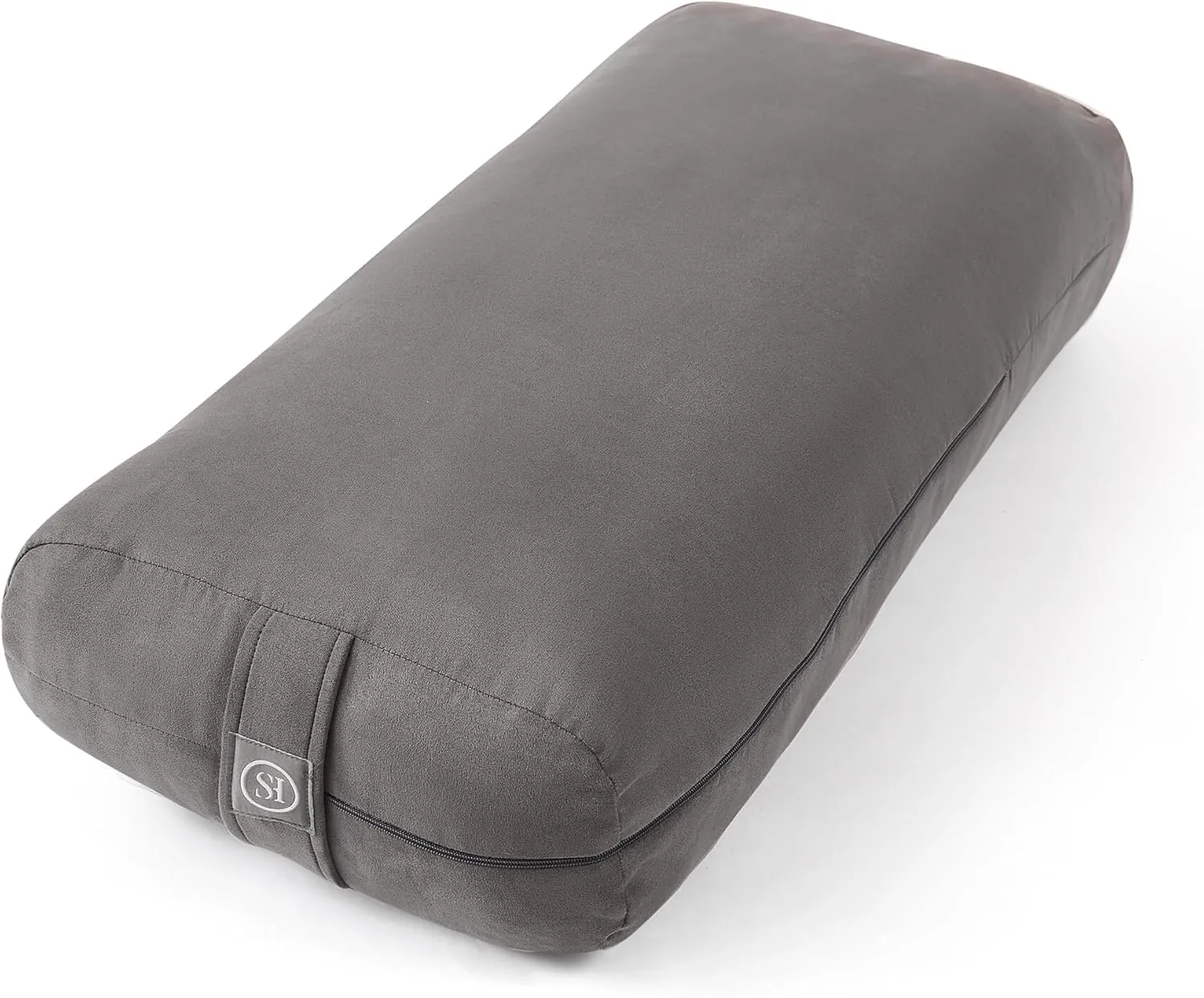 Sweet Home Collection Bolster Pillow for Restorative Supportive Cushion for Meditation Yoga, Pilates, and Relaxation Buckwheat Hulls-Removable Cover, Rectangular (Filled with 100% Cotton), Gray