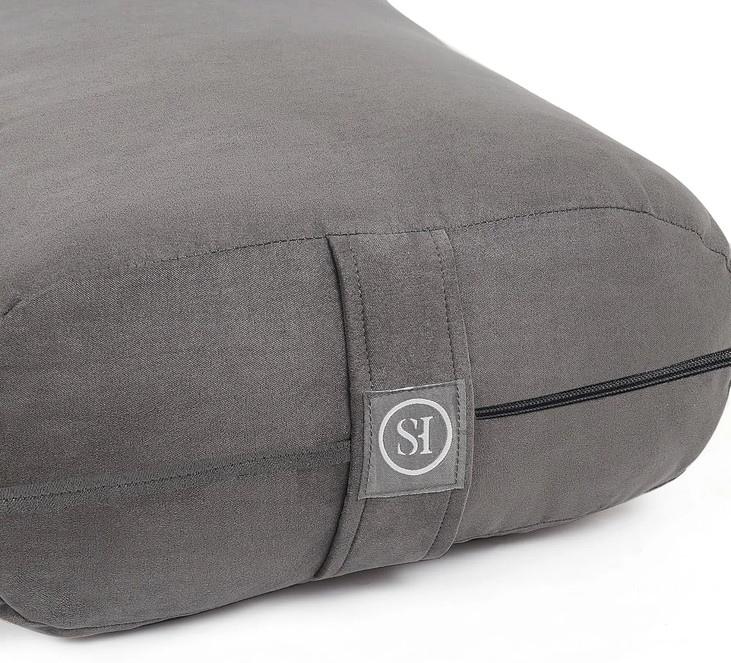 Sweet Home Collection Bolster Pillow for Restorative Supportive Cushion for Meditation Yoga, Pilates, and Relaxation Buckwheat Hulls-Removable Cover, Rectangular (Filled with 100% Cotton), Gray