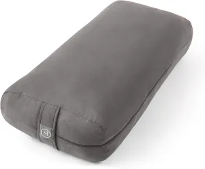 Sweet Home Collection Bolster Pillow for Restorative Supportive Cushion for Meditation Yoga, Pilates, and Relaxation Buckwheat Hulls-Removable Cover, Rectangular (Filled with 100% Cotton), Gray