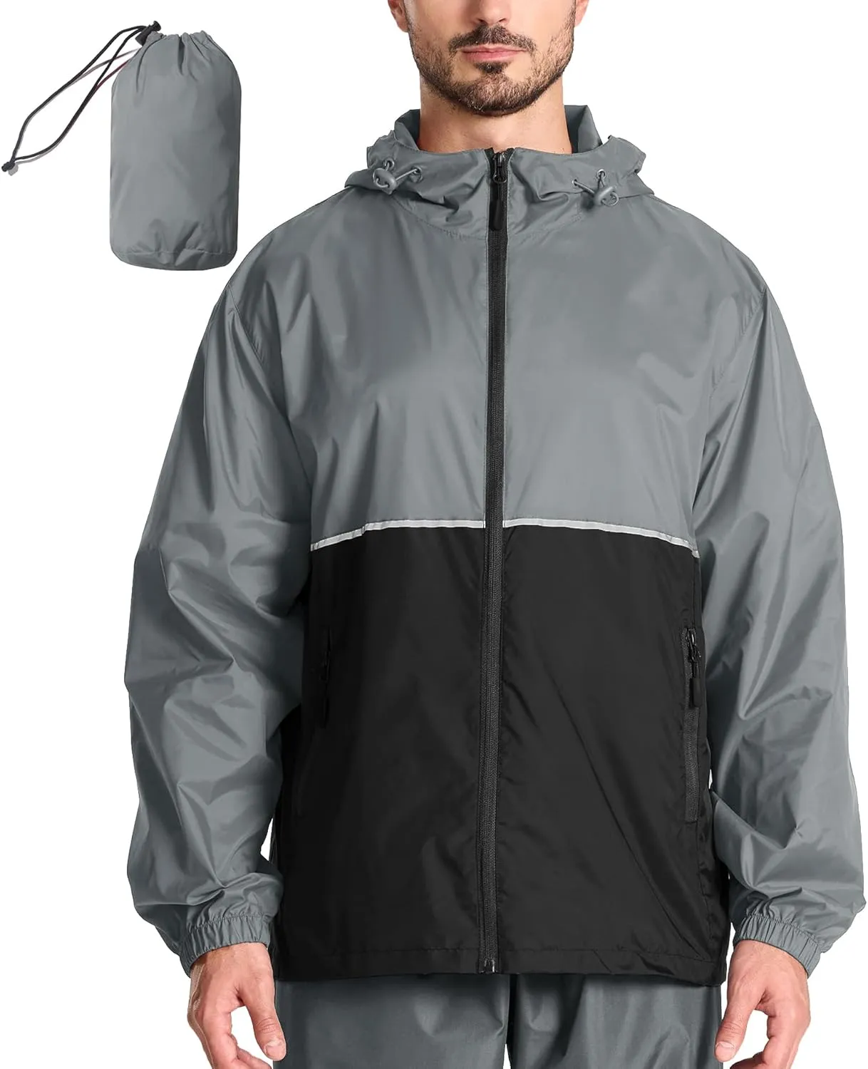 SWISSWELL Men's Rain Jacket Windbreaker Packable,Lightweight Golf Rain Coat Inner Pocket for Camping Hiking Cycling
