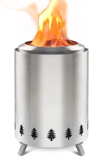 Tabletop Smokeless Fire Pit, Portable Camping Stove for Outdoor & Patio, Fueled by Pellets or Wood, Safe Burning Table Top Firepit with Travel Bag