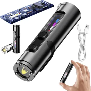 Taclite Mini – The Ultimate Everyday Micro Tool, Rechargeable LED Magnetic Super Bright Tactical Flashlight with Hat Clip, Equipped with Window-Breaking Beads, 3 Levels of Brightness (Black)