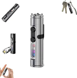 Taclite Mini - The Ultimate Everyday Micro Tool,Taclite Mini Rechargeable LED Magnetic Super Bright Tactical Flashlight High Lumens with Hat Clip,Multifunctional 3 Brightness &Waterproof (SILVER)