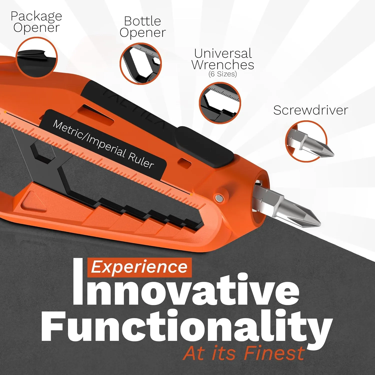 Tactica 17-in-1 Lightweight Composite Multi-Tool with 420C Stainless Core | Magnetic Screwdriver, Universal Wrenches, Bottle Opener, Box Cutter, and More | 40% Lighter Than Titanium Multitool