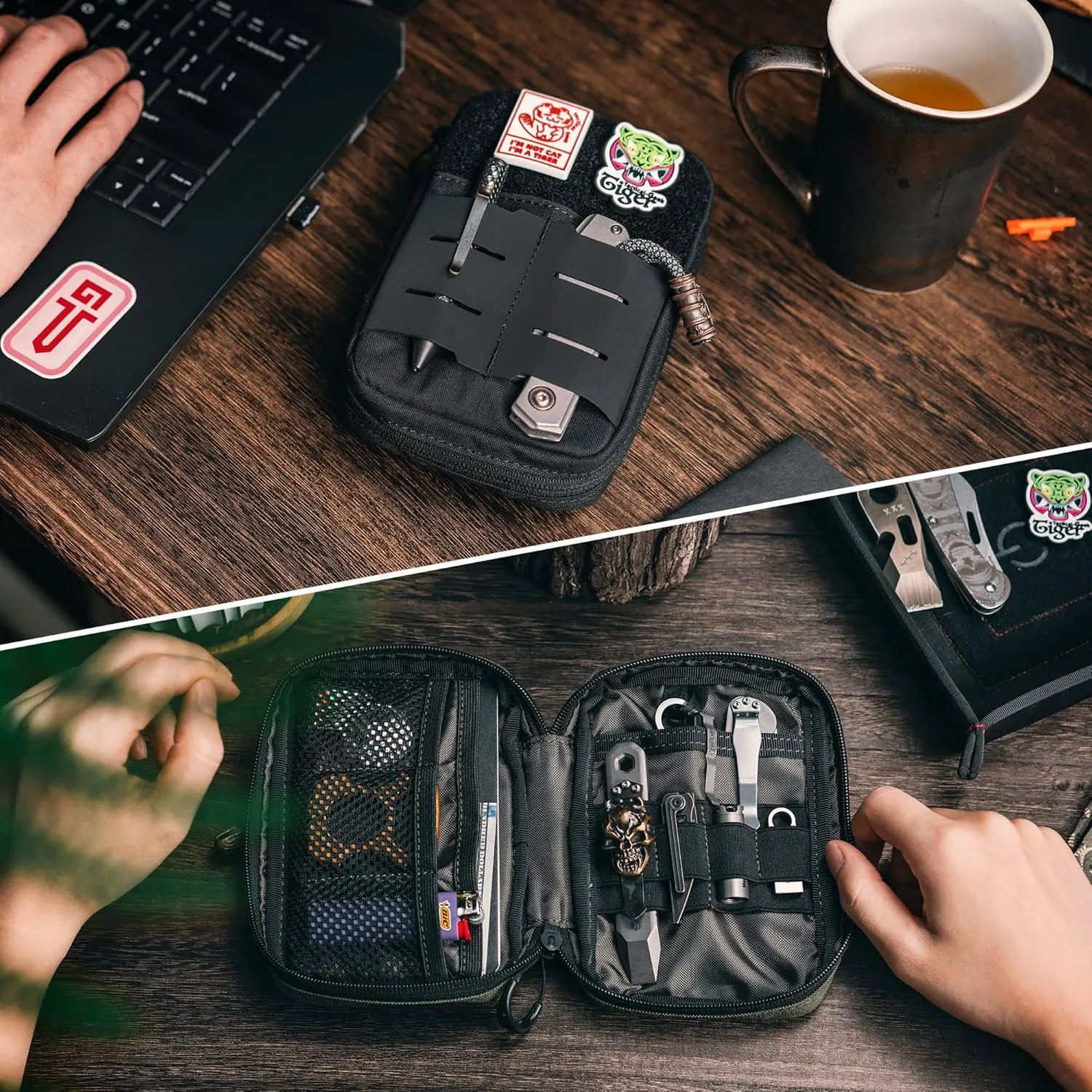 TACTICAL GEEK Block E2.0 EDC Compact Waist Pocket Pouch, Multi-Purpose Molle EDC Pouch Gadget Organizer, Multi-Purpose Molle Tool Pouch for Multitools, Nylon Daily Utility Tool Organizer Bag Black