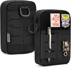 TACTICAL GEEK Block E2.0 EDC Compact Waist Pocket Pouch, Multi-Purpose Molle EDC Pouch Gadget Organizer, Multi-Purpose Molle Tool Pouch for Multitools, Nylon Daily Utility Tool Organizer Bag Black