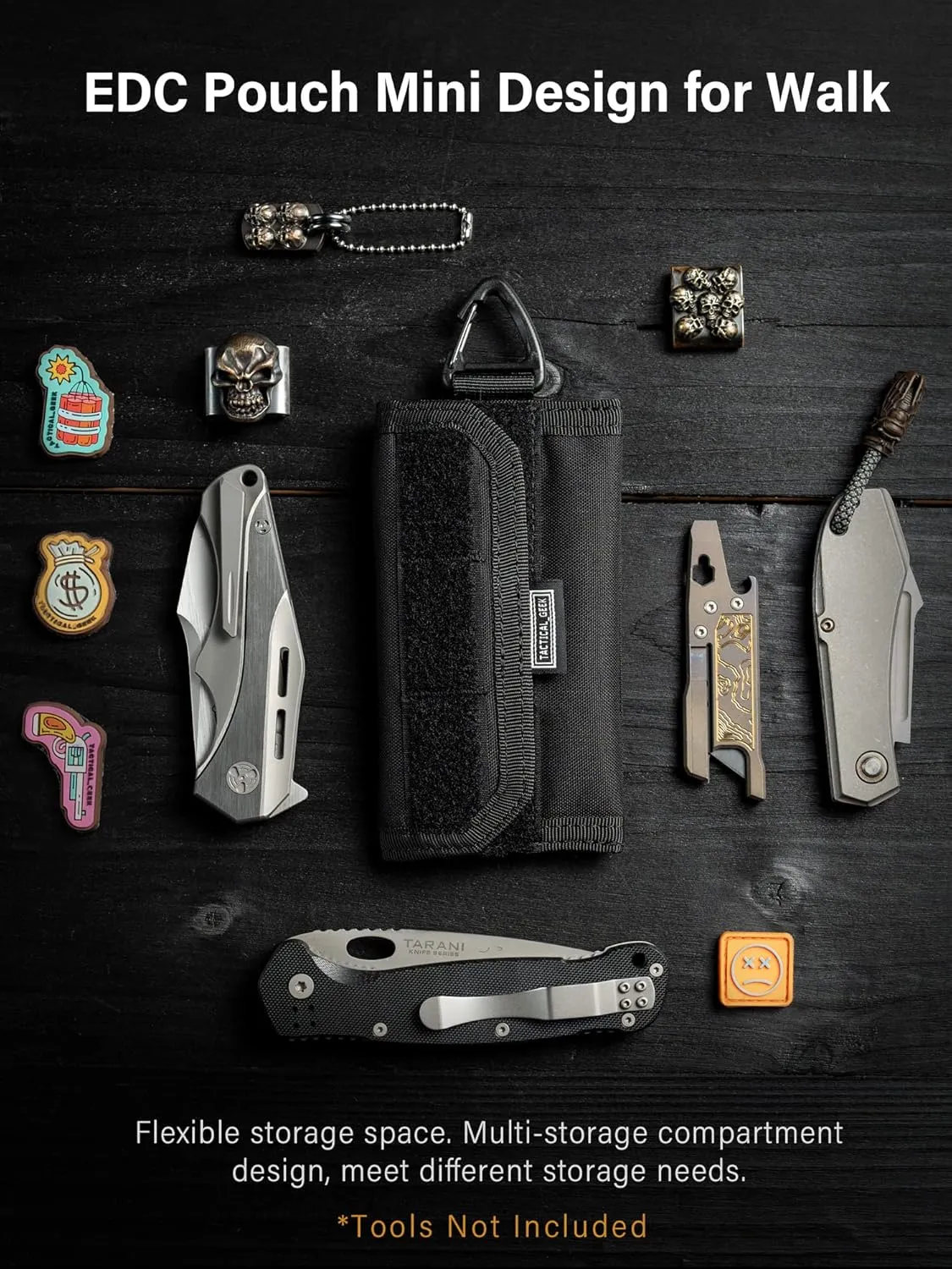 TACTICAL GEEK Storage A2 M EDC Pouch Organizer, Nylon Coin Purse, Multi-Purpose EDC Storage Pocket, Multitools Small Pocket Organizer for Men, Compact Gadget Pouch for Daily Carry Black