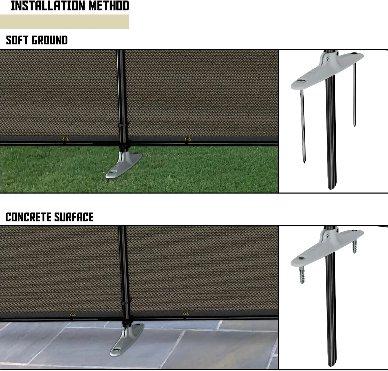 TANG 5'x30' Outdoor Privacy Fence with Iron Poles Ground Spikes Outdoor Divider Dog Fence for Garden Backyard Patio Yard Barrier Boarder, Brown