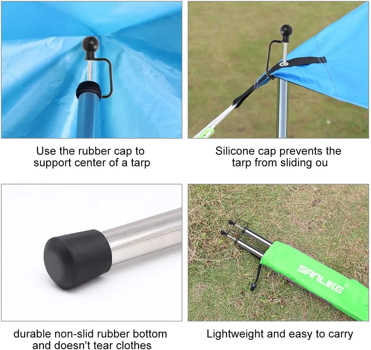 Tarp Poles Adjustable Heavy Duty 90 in Camping Tent Poles for Tarp Portable Telescoping Tent Poles for Awnings Canopy Rain Fly Shelter Set of 2