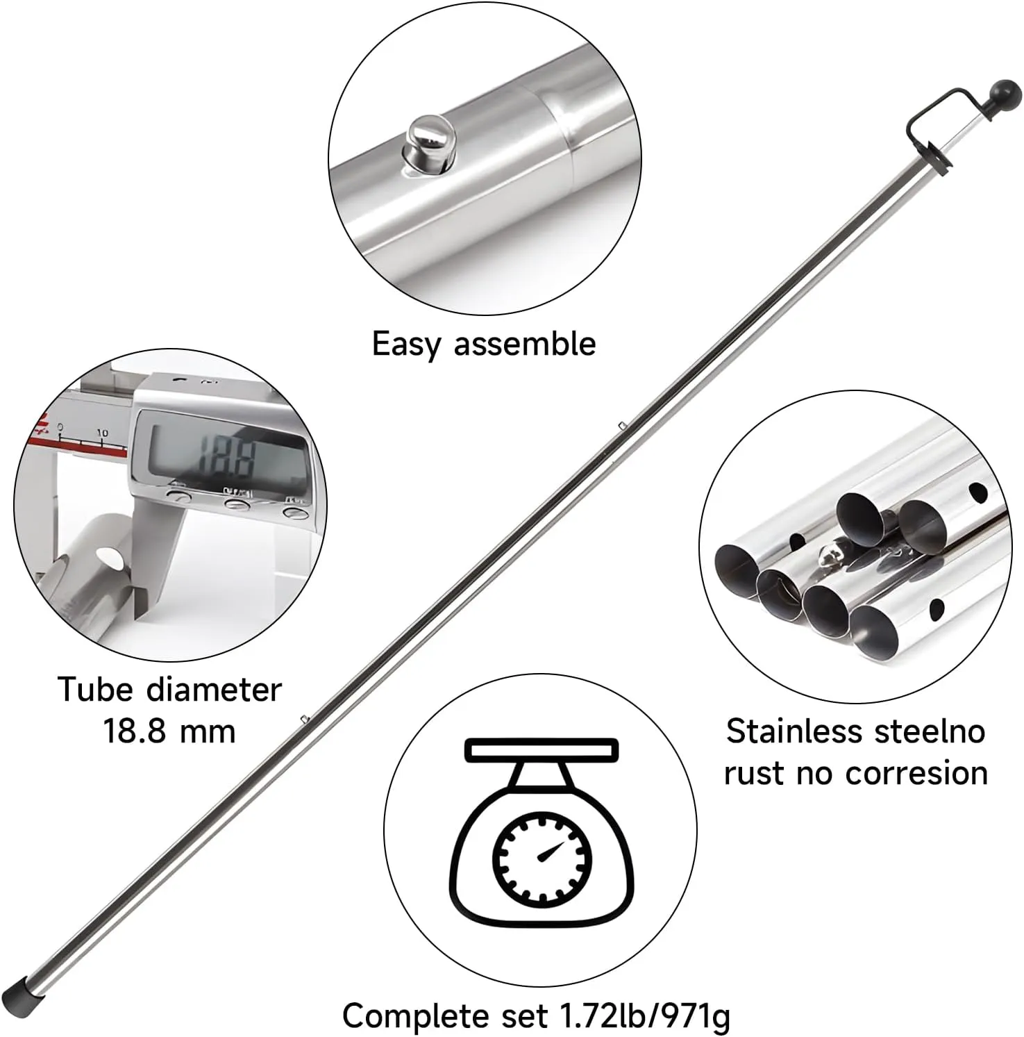 Tarp Poles Adjustable Heavy Duty 90 in Camping Tent Poles for Tarp Portable Telescoping Tent Poles for Awnings Canopy Rain Fly Shelter Set of 2