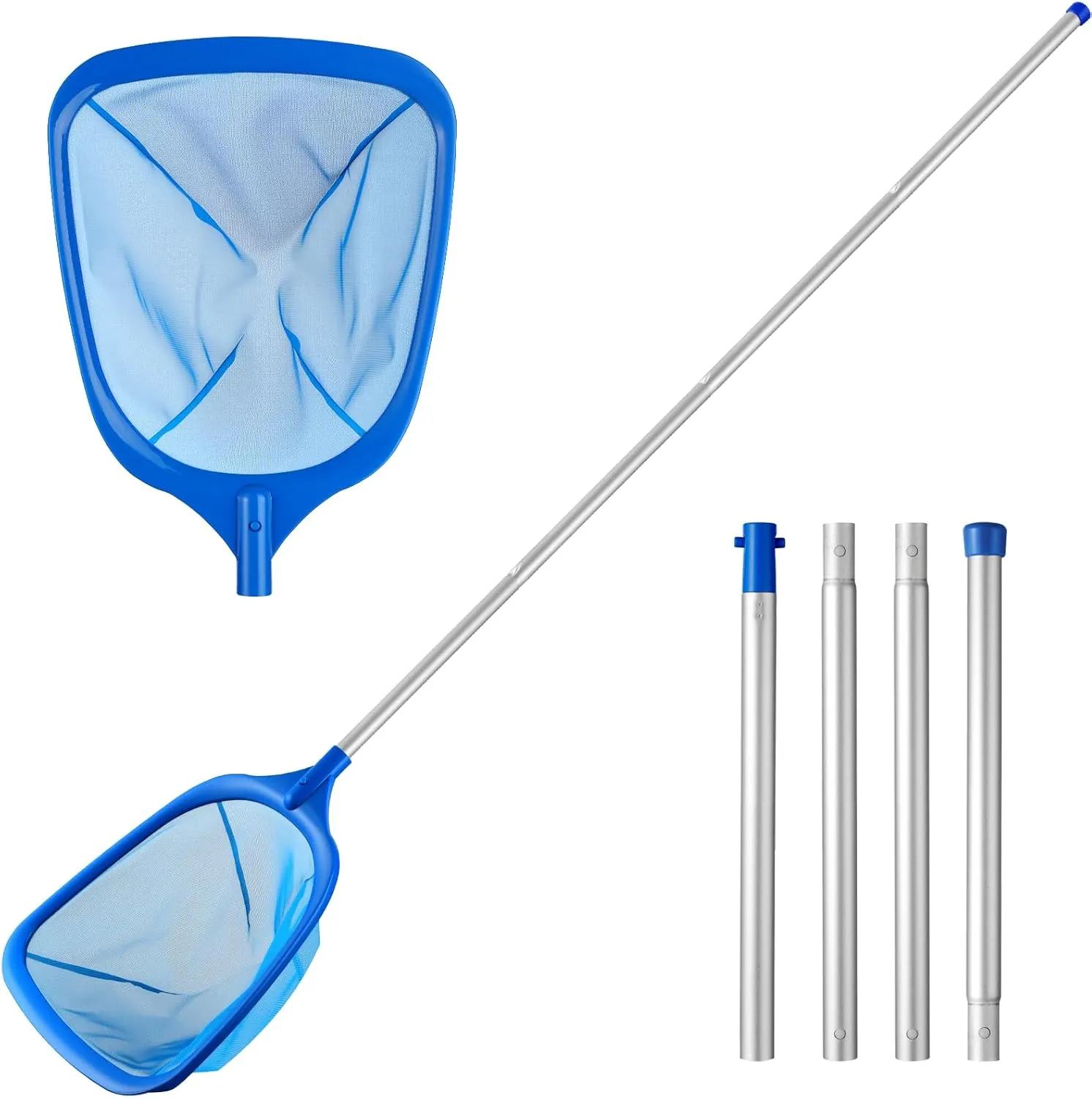 Tavaleu Pool Skimmer Net,Deep Pool Leaf Net with Reinforced Frame, Large Capacity Rake Net for Cleaning, Debris Pickup Removal
