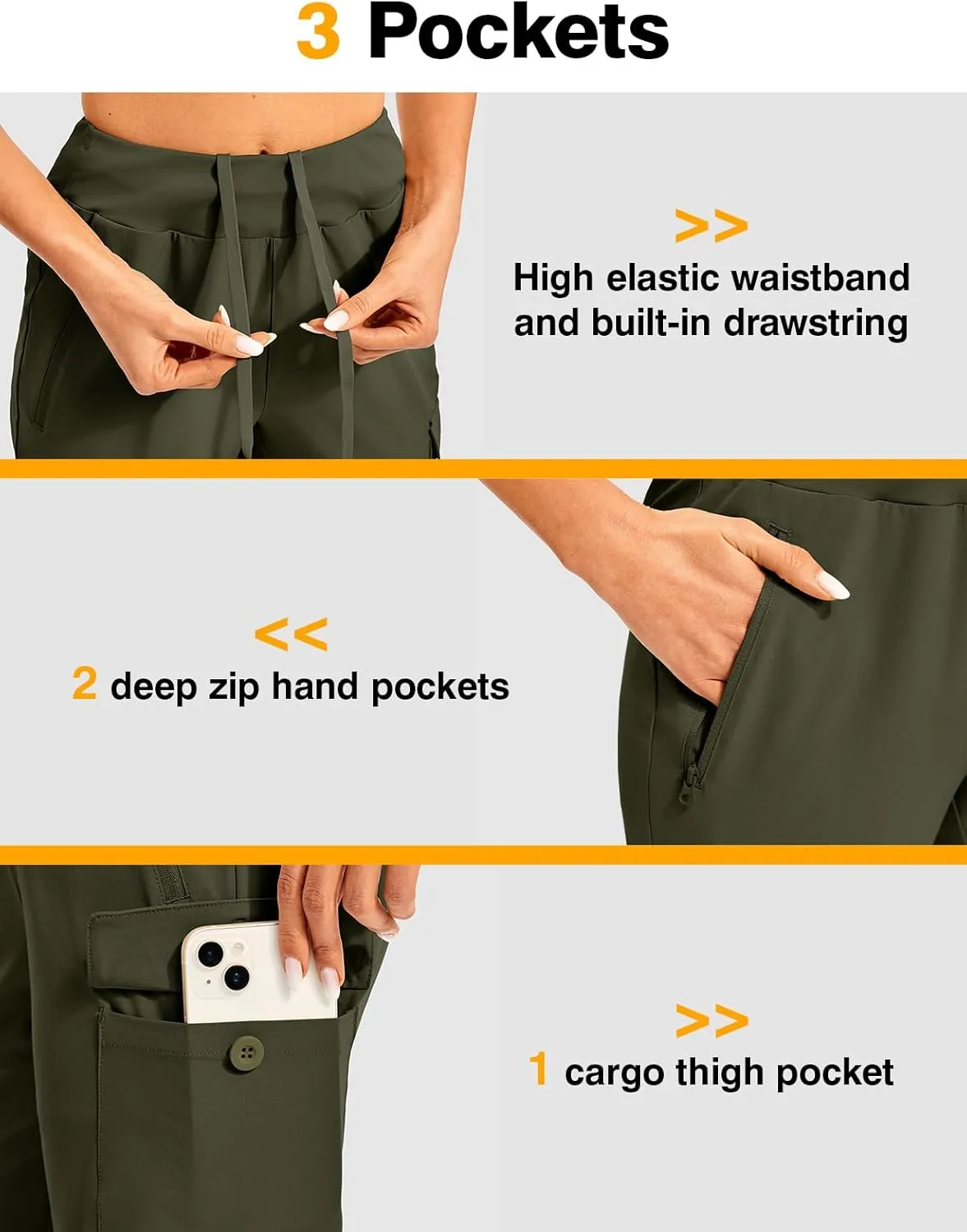 TBMPOY Womens 15" Long Hiking Shorts Below Knee Length Cargo Capri Bermuda Water Resistant Lightweight Stretch 3 Pockets