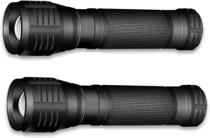 TC1200 PRO Military Grade Tactical LED 3000 Lumens 3 Mode Zoomable Waterproof Flashlight Torch,2-Pack