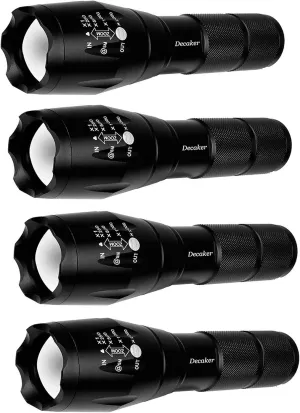 TC1200 PRO Tactical Flashlight Military Grade 5 Mode 3000 Lumens Tactical Led Waterproof Flashlights, 4-Pack