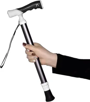 Telescopic Blind Cane T-Shaped Folding Cane Walking Aid for The Blind and Elderly Trekking Stick That Can Be Put in a School Bag(A,38~105cm)