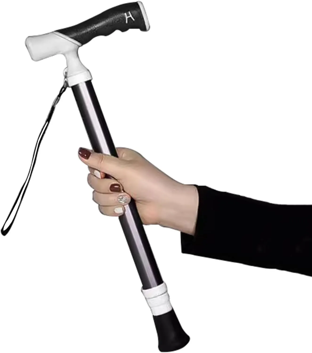 Telescopic Blind Cane T-Shaped Folding Cane Walking Aid for The Blind and Elderly Trekking Stick That Can Be Put in a School Bag(A,38~105cm)