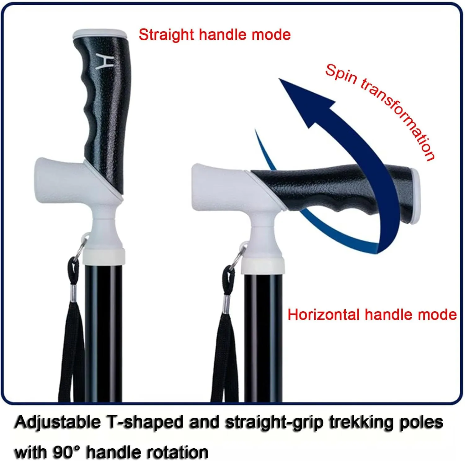 Telescopic Blind Cane T-Shaped Folding Cane Walking Aid for The Blind and Elderly Trekking Stick That Can Be Put in a School Bag(A,38~105cm)